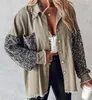 Camicette da donna Giacca Autunno Moda 2023 Top Cardigan Casual Colletto rovesciato Manica lunga Contrasto Paillettes Orlo Shacket Caots