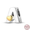 925 A-Z Sterling Silver Letter و Heart Charms 26 Letters Series Amulet Beads Origin