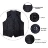 Gilets pour hommes Hommes Black Paisley Vest Cravate Bowtie Pocket Square Boutons de manchette Robe Set Classic 5 PCS Business Gilet pour homme 231212