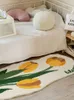 Tapis INS Nordic Fluffy Soft Chambre Tapis Mignon Fleur Enfants Tapis De Chevet Salon Enfants Antidérapant Balcon Fenêtre Tapis De Sol