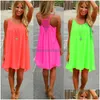 Basic Casual Dresses 2023 Fashion Sexy Women Summer Sleeveless Evening Party Beach Dress Short Chiffon Mini Womens Clothing Appare Dh3Ce