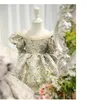 Girl Dresses Spanish Retro Court Baby Girls Outwear Bubble Sleeve Jacquard Princess 1st Birthday Party Bow Tutu Dress