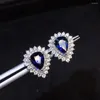 Stud Earrings Sapphire Real Pure 18 K Gold Jewelry Natural Royal Blue Gemstones 2.11ct For Women