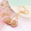 Cell Phone Straps & Charms Alloy Cherry Keychain 3D Stereoscopic Water Diamond Fruit Keychain Pendant Chain HandBag Women Accessories Gift 2023