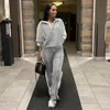 Women s Pants s 2023 Women 2 Piece Glitter Sequin Outfits Tracksuit Long Sleeve Zip up Pockets Jacket Tops Bodycon Sweatsuit Clubwear 231212