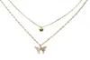 ファッションデザイナーciaxyスタンプ女性のための蝶のネックレス二重層鎖骨チェーン光沢のあるczネックレスDainty Gifts Silver9972754