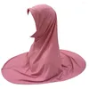 Vêtements ethniques Long Khimar pour femmes musulmanes Eid Ramadan Hijab Simple couleur unie Turbans femme noir tête enveloppement Islam