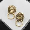 Nieuw product van hoge kwaliteit brons vergulde oorbellen retro fashion design leeuw oorbellen ronde sieraden supply3340529