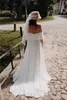 2024 Été Boho Robe De Mariée Col En V Hors De L'épaule A-ligne En Mousseline De Soie Plage Robe De Soirée De Mariée Sur Mesure Pour Femme Robe De Noiva Robe Mariage