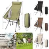 New Camp Furniture Modischer faltbarer Mondstuhl für den Außenbereich, ultraleichter Aluminium-Angel-, Camping- und Grillstuhl, tragbarer Reisestuhl mit Kopfstütze