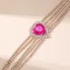 Choker Fyuan moda czerwone różowe serce kryształowe naszyjniki dla kobiet w łańcuchu rhinestone biżuteria ślubna