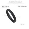 Bangle clássico pulseiras de couro preto para homens mão tecer jóias presente negócios pulseiras com metal fecho magnético pulseira