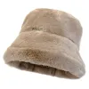 2023 Hot Rabbit Hair Fisherman Hat Women's Autumn and Winter Large Head Circumference Plush Bucket Showing Face Small White Basin Hat Women