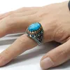 Clusterringen Turquoise heren 925 sterling zilver Vintage hemelsblauwe steen en roségoud dames heren bruiloft gelukssieraden