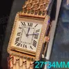 Dames Designer Fashion Quartz Lady Set Vintage Tank Horloges Diamant Goud Platina Rechthoek Horloge Roestvrij Staal Cadeaus voor Paar