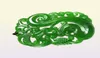 Nowy naturalny Jade China Green Jade Naszyjnik Amulet Lucky Dragon and Phoenix Statue Collection Letni Ozdoby 3711380