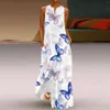 Повседневные платья, женский сарафан с принтом бабочки, 2023, винтажное платье макси с длинным рукавом и v-образным вырезом, элегантное женское платье Vestidos