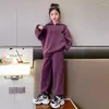 Kläder sätter stora barn Autumn Winter Clothes Fleece Warm Sweatshirt and Pants Teenager Girls Tracksuits 2st Sport Suits Outfits Kids