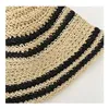 Berets Woven Stroh Hut Frauen Sommer Streifen Sonnenschirm Eimer Mode Sonnencreme Faltbare UV Schutz Papier Panama