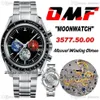 OMF Moonwatch 3577 50 00 Manual Winding Chronograph Mens Watch Black Dial Color Subdial Stainless Steel Bracelet Edition Pure286e