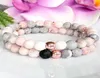 MG1102 Pink Zebra Jasper Natural Stone Armband Healing Crystals Mala Yogi Armband för kvinnor Lava Rock Essential Oil Diffuser Bra3464465