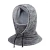 Berets Winter Men Women Cold Cycling Hooded Cap Drawstring Head Covering Face Scarf Hat