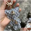 Porte-clés animaux mignons porte-clés en cuir PU Esign ours chaînes de charme pour voitures cristal strass pendentif porte-sac bijoux goutte livrer Dhsw2