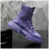 Bottines à plateforme pour hommes, chaussures à enfiler, noires, violettes, rouges, à la mode, nouvelle collection automne hiver 2024