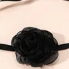 Choker Rose Flower Mesh przędza z długą wstążką vintage obrońca Naszyjnik