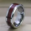 Cluster Ringe Mode Paar Frauen Herz Weiß Kristall CZ Set Herren Rot Holz Inlay Edelstahl Ring Hochzeit Band Schmuck Geschenke