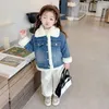 Jackor Winter Autumn Girls Warm Jacket Baby Coat Toddler Denim Kids Brand Clothes Fashion Faux Fur Patch 2-7Y