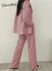 Pantalones de dos piezas para mujer Yitimuceng Blazer 2 conjuntos Outifits Primavera Otoño Abrigo Conjunto de moda coreana Traje Pink Office Lady 231211