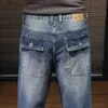 Jeans da uomo Jeans da uomo Pantaloni Harem Gamba larga Vestibilità ampia Tasche moda Desinger Pantaloni denim maschili affusolati Casual Streetwear Patchwork Q231213