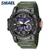 SMAEL Dual Time Mannen Horloges 50m Waterdichte Militaire Horloges voor Mannelijke 8007 Schokbestendig Sport Horloges Geschenken Wtach 220421232H