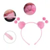 Accessoires pour cheveux, bandeau Double boule pelucheux, couleurs unies, oreilles Pom élastiques, cerceau, mode, vente en gros