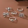 Cluster Rings Vintage Butterfly Snake Cut Out Ring 6 Piece Set Double Sided Ghost Knuckle Trendy Punk