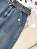 Saias longas saias femininas simples denim chique all-match verão básico escritório senhora roupas elegante cintura alta outono faldas largasl231212