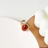 Anelli a grappolo Regolazione intarsiata in cristallo rosso ovale geometrico vintage francese reale francese per regalo di gioielli di moda classici da donna