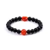 Gestreiftes rotes Achat-Herz, 10 mm, schwarze Achat-Perlen, Armband für Damen und Herren, Schmuck