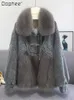 Damen Pelz Casaco Feminina Frio Winter Denim Parka 2023 Young Ladoes Langarm Kunstjacke Echtmantel für Frauen