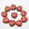 Pendant Necklaces Wholesale 10pcs/lot Fashion Quality Natural Red Stone Heart Charms Pendants For Jewelry Making 30mm Top