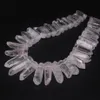 35-38pcs Strand Tamanho Grande Raw Clear Crystal Quartz Top Pontos Perfurados Polido Gemas Naturais Tusk Stick Spike Pingente Beads Bulk 2278l