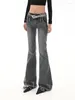 Jeans pour femmes Office Lady Pantalon taille basse Slim serré moulant confortable bleu cloche bas Gyaru High Street Rivet Flare américain rétro