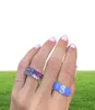 Różowy Emalia Blue 26 Pierścień z zespołu alfabetu dla kobiet spersonalizowane imię biżuterii Full Finger Mash