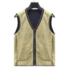 Gilets pour hommes agneau cachemire argent renard gilet moyen-âge et personnes âgées hiver col en v manteau hommes gilet sans manches L231122