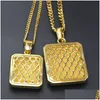 Pendant Necklaces Mens Gold Cuban Link Chain Fashion Hip Hop Jewelry With Fl Rhinestone Bling Diamond Dog Tag Iced Out Drop Delivery P Dhpbl