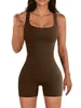 Women's Pants Yoga Jumpsuit Exercise Ribbed Square Neck Sleeveless