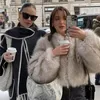 Women's Fur Street Fashion Week Luxury Cropped Faux Coat Women Winter 2023 Y2k Fluffy Short Furry Jacket