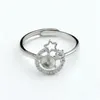 Star Ring Settings 925 Sterling Silver Blanks Cubic Zirconia Ring Semi Mounting for Pearl 5 Pieces3456