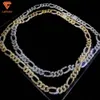 Arrival 925 Silver Hiphop Men Bling Iced Out 14mm Cuban Chain Necklace 18k Gold Plated Vvs Moissanite Diamond Figaro Chains